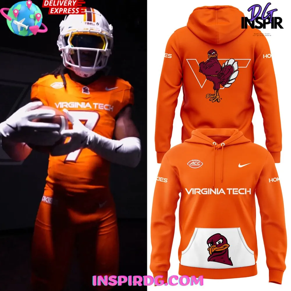 -Virginia Tech Hokies Football 2024 Orange Hoodie