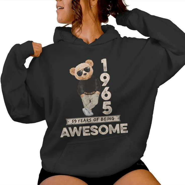 59Th Birthday 1965 Original Awesome Teddy Bear Women Hoodie