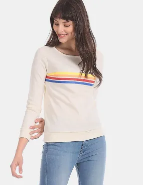 Aeropostale White Stripe Chest Fleece Top