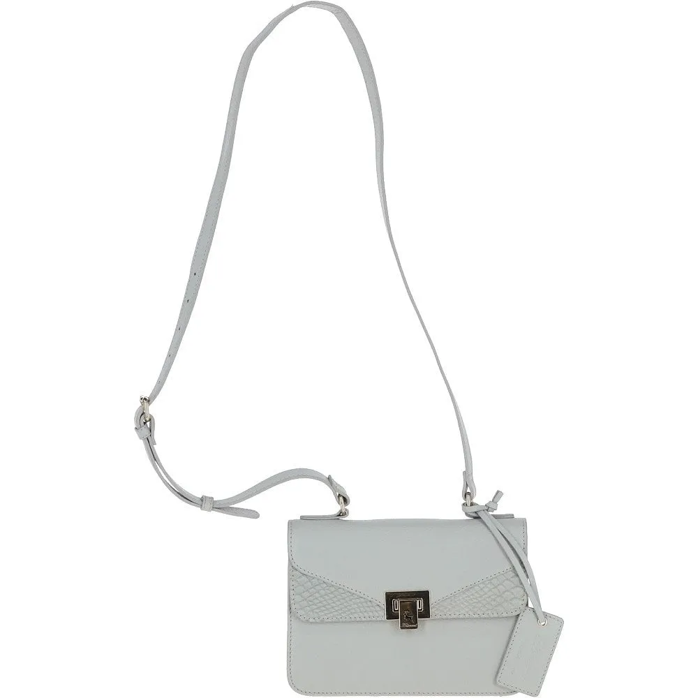 Ashwood Leather and Suede Small Cross Body Bag Ice Grey: 62955