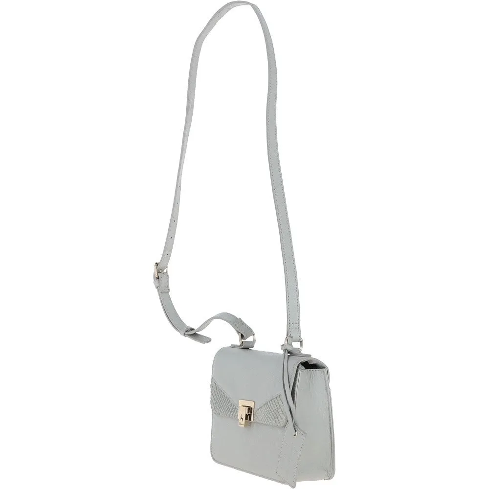 Ashwood Leather and Suede Small Cross Body Bag Ice Grey: 62955