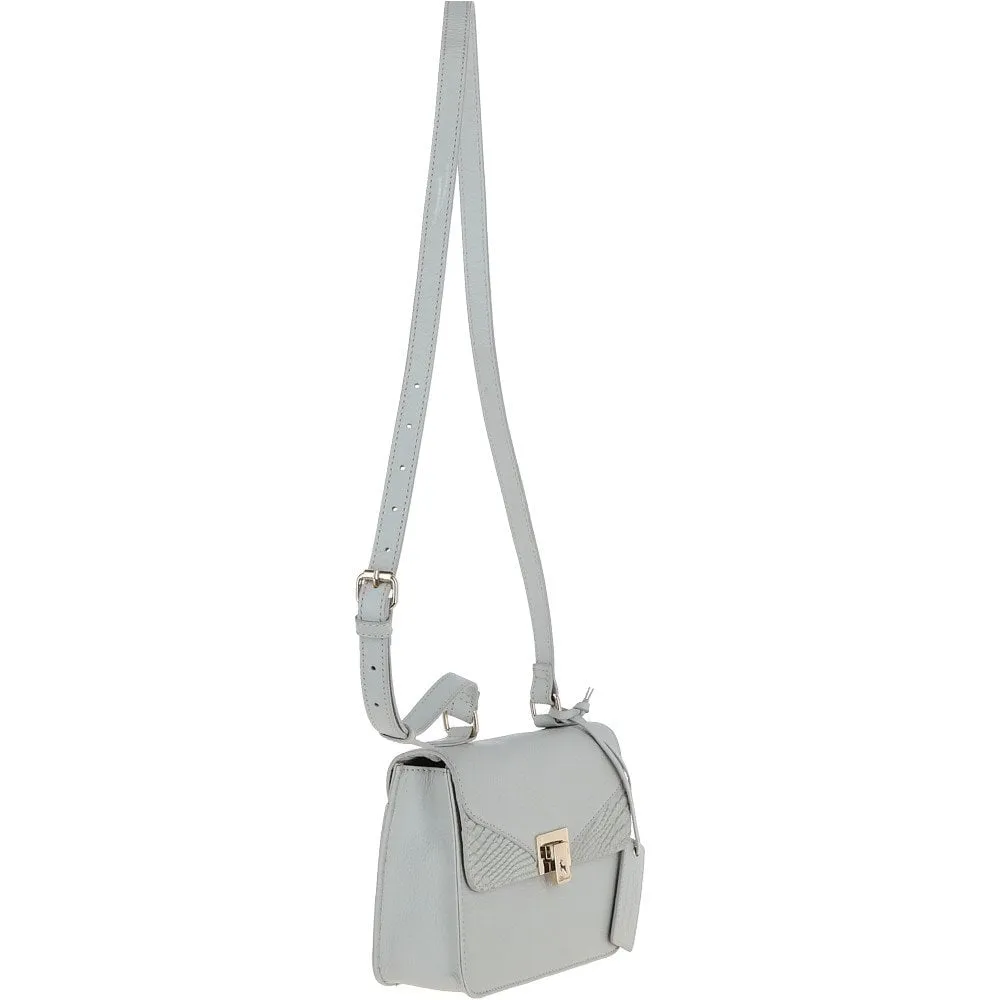 Ashwood Leather and Suede Small Cross Body Bag Ice Grey: 62955