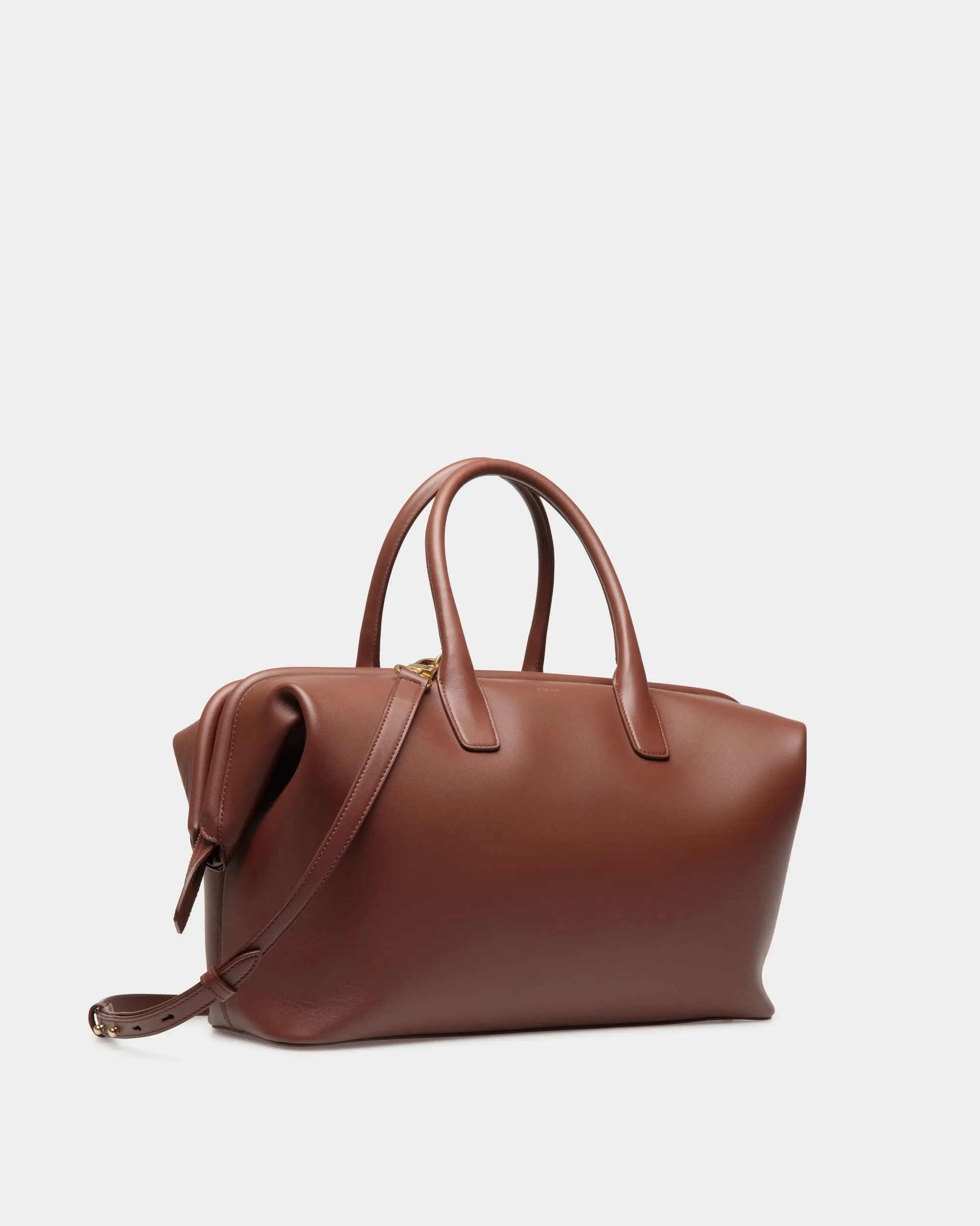 Belle Top Handle Bag In Brown Leather