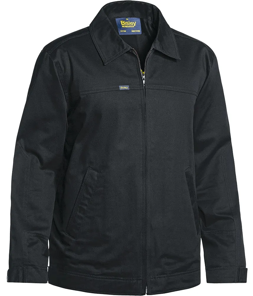 Bisley Workwear BJ6916 Jacket with Liquid Repellent Finish - Cotton Drill - Black - XS