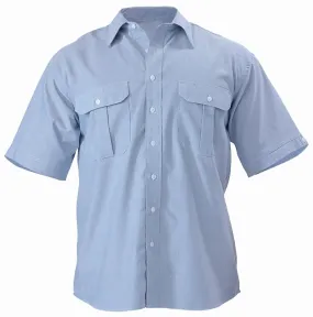 Bisley Workwear BS1030 Short Sleeve Oxford Shirt - Poly Cotton - Open Front - Blue - S