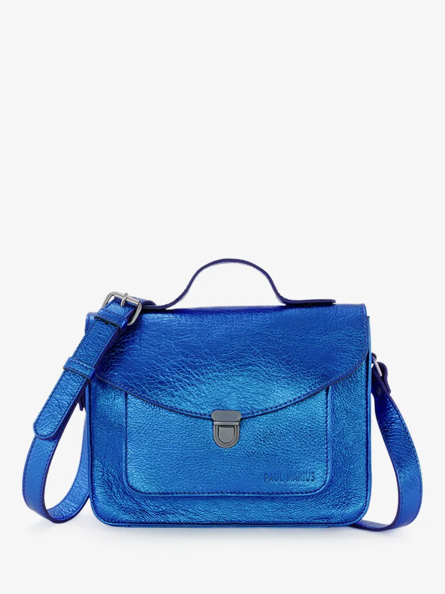 Blue Leather Cross-body Bag for Women - Mademoiselle George Electric Blue | PAUL MARIUS