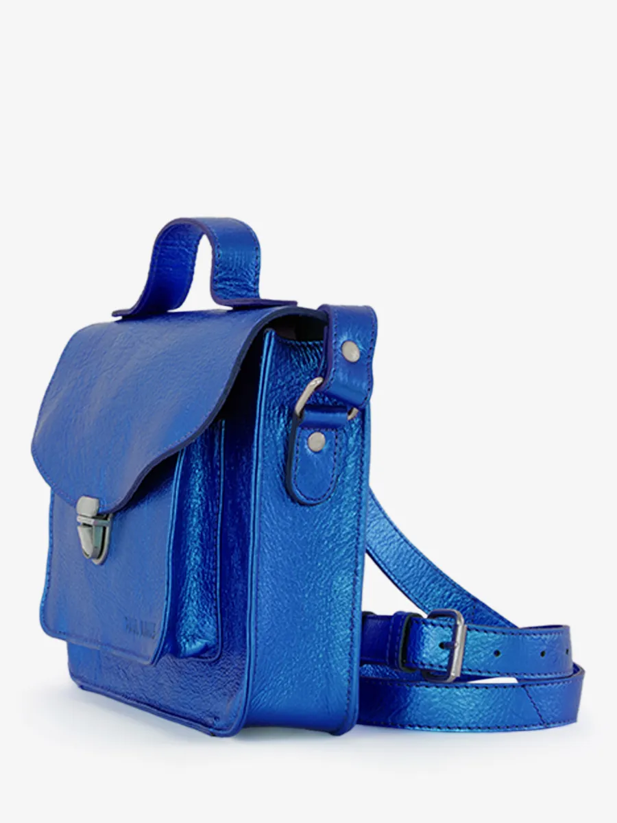 Blue Leather Cross-body Bag for Women - Mademoiselle George Electric Blue | PAUL MARIUS