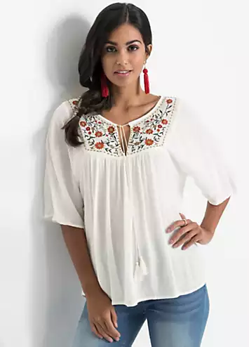 bonprix Embroidered Short Sleeve Tunic | Grattan