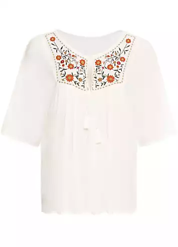 bonprix Embroidered Short Sleeve Tunic | Grattan