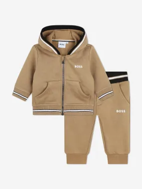 BOSS Baby Boys Logo Print Tracksuit in Brown