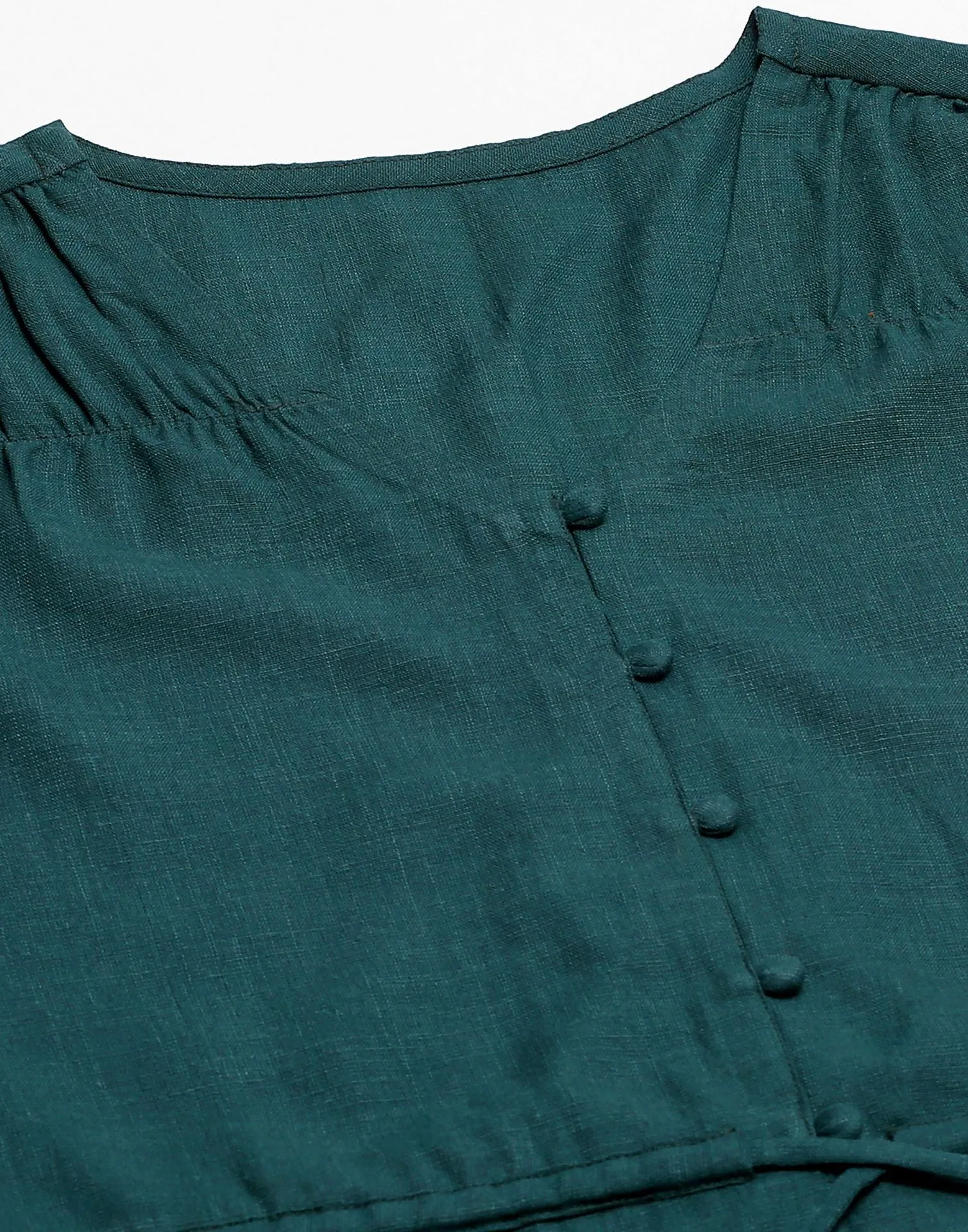 Bottle Green Plain Cotton Tunic Top