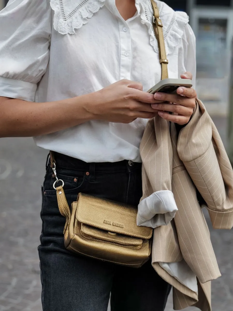 Brown Leather Mini Cross-body Bag for Women - Diane XS Light Brown | PAUL MARIUS