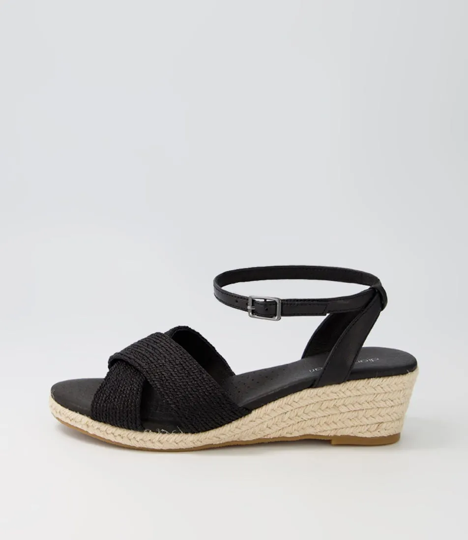 DIANA FERRARI Honour Black Woven Leather Sandals Ns