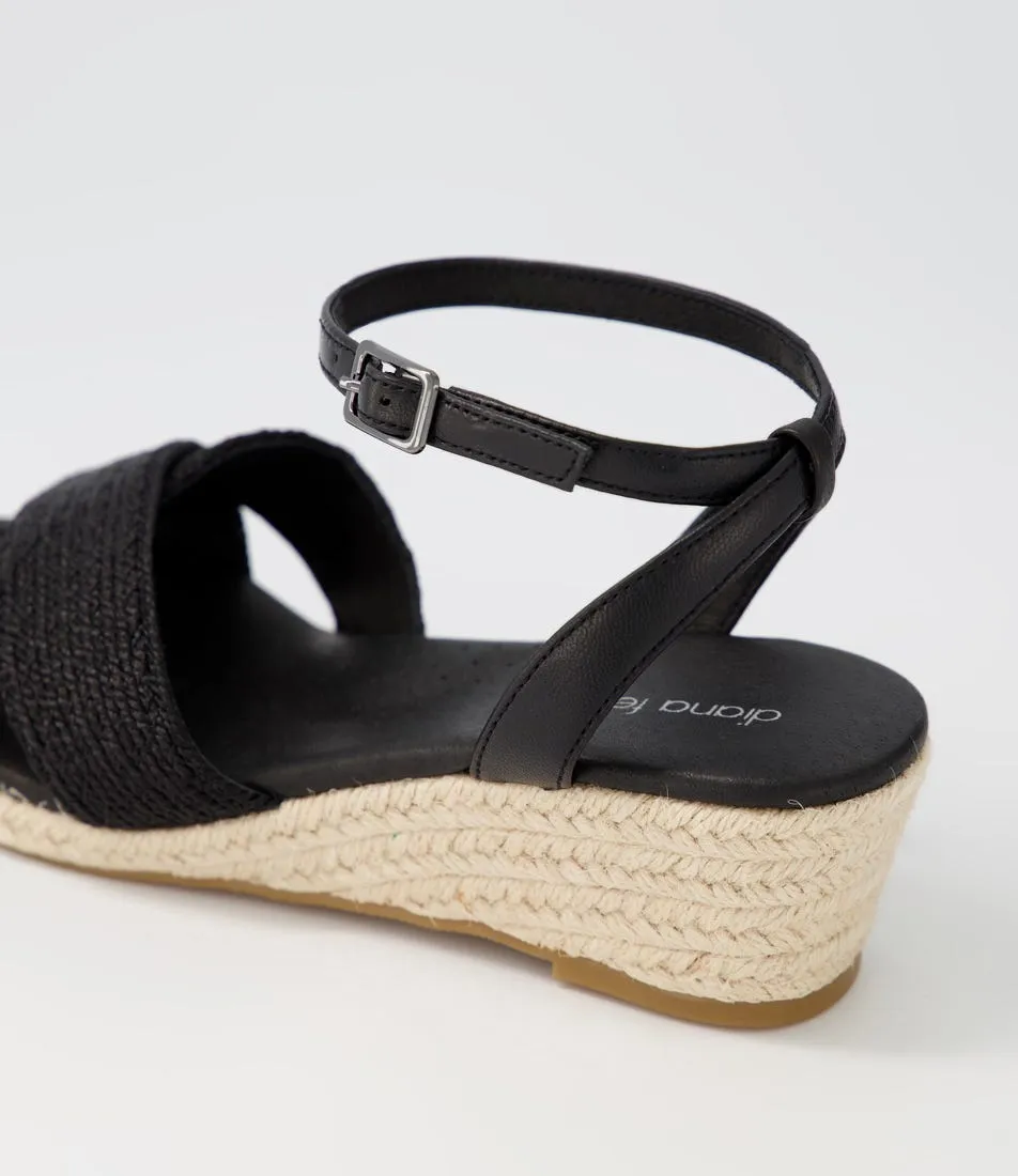 DIANA FERRARI Honour Black Woven Leather Sandals Ns