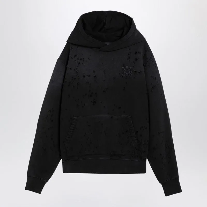 DISTRESSED BLACK HOODIE