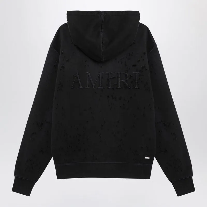 DISTRESSED BLACK HOODIE