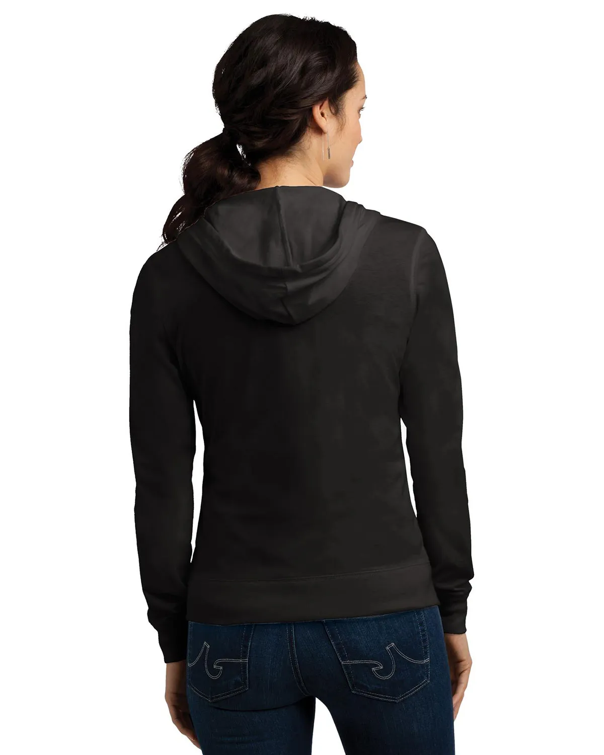 District DT2100 Women Lightweight Jersey Full-Zip Hoodie