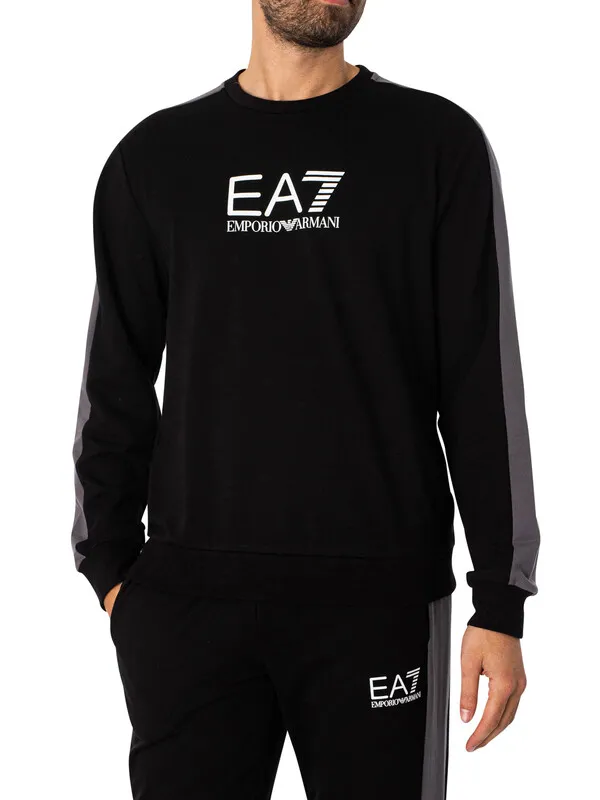 EA7 Two Tone Tracksuit - Black/ Dark Grey