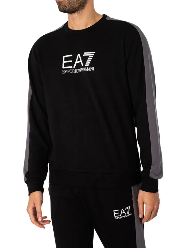 EA7 Two Tone Tracksuit - Black/ Dark Grey