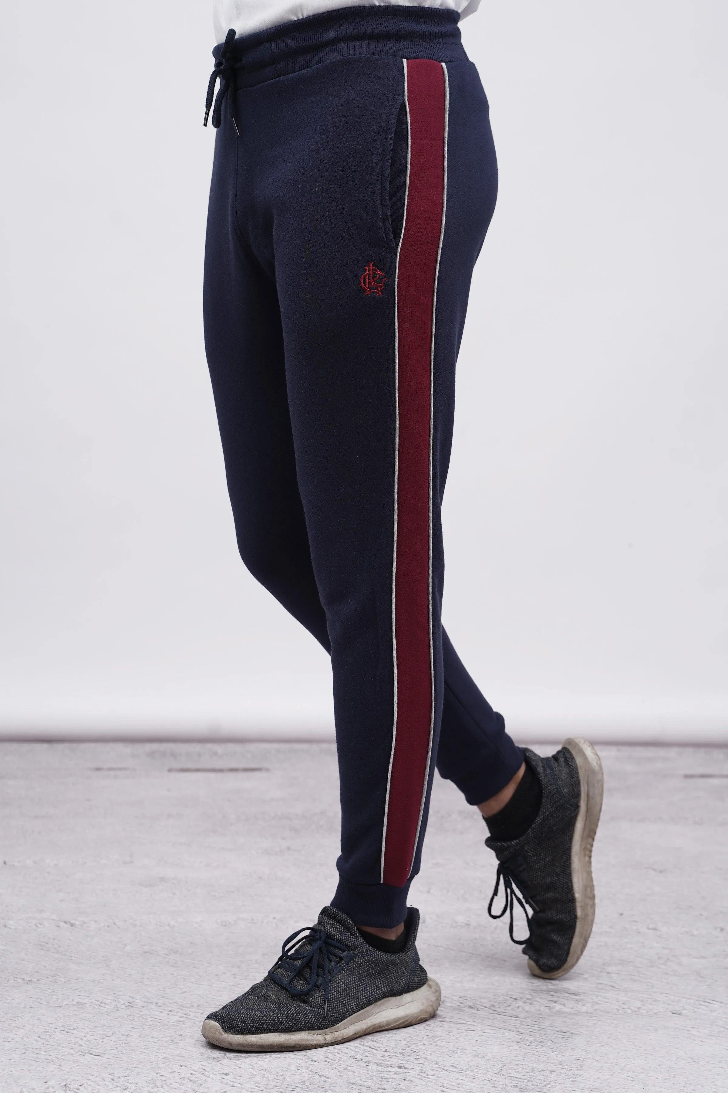 FLEECE CONTRAST PANNEL TROUSER NAVY