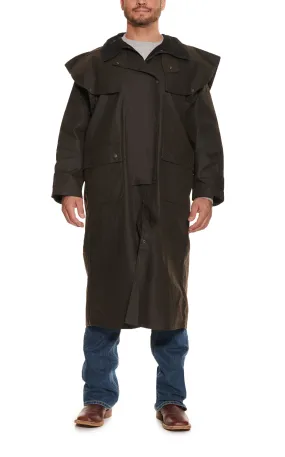 Forge Men's Dark Brown with Black Collar Oilskin Workwear Duster