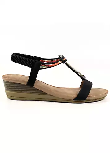 Genoa Black Wedge Sandals by Lunar | Look Again