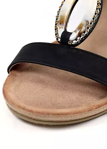 Genoa Black Wedge Sandals by Lunar | Look Again