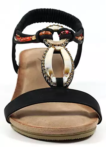 Genoa Black Wedge Sandals by Lunar | Look Again