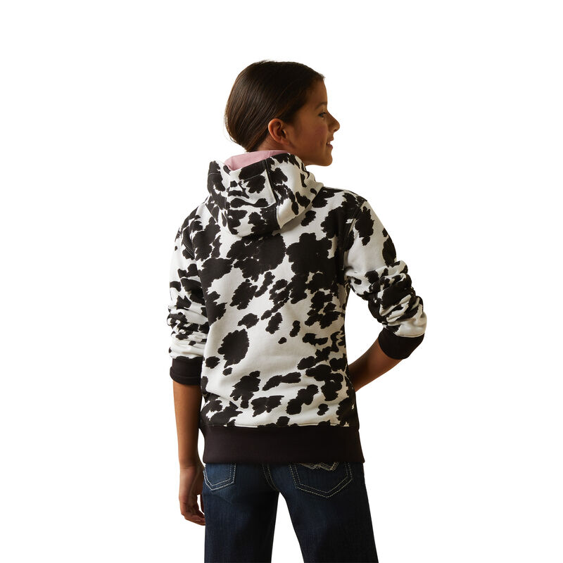 Girl's Cowhide Hoodie in Brown