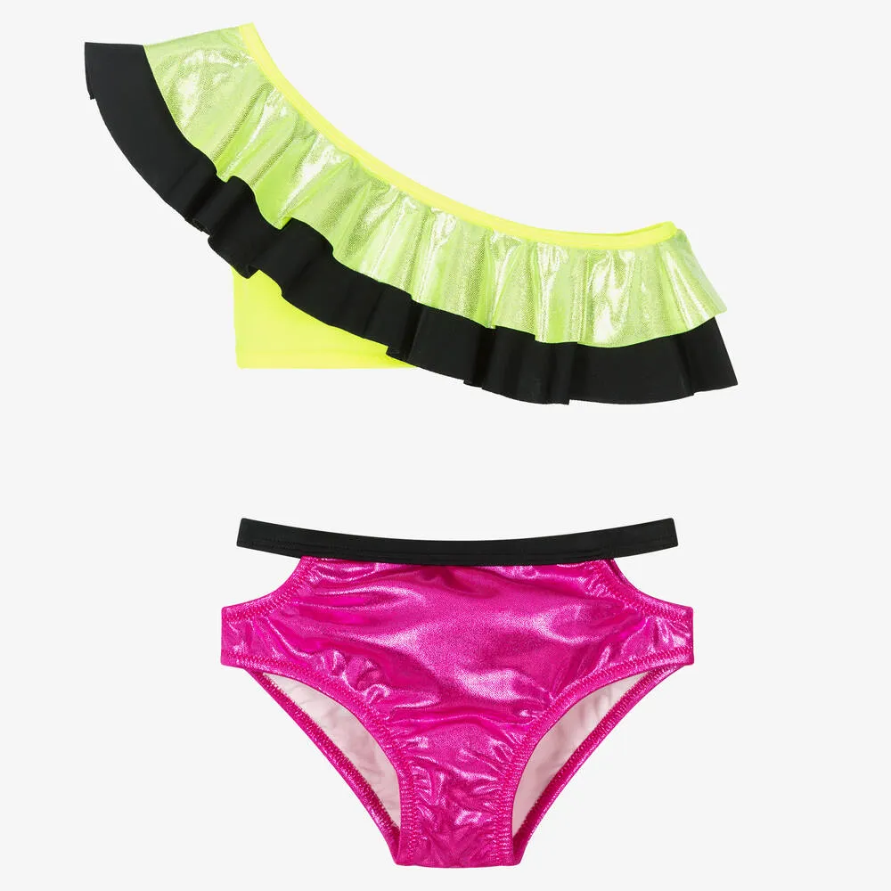 Girls Green & Pink Bikini (UV50)