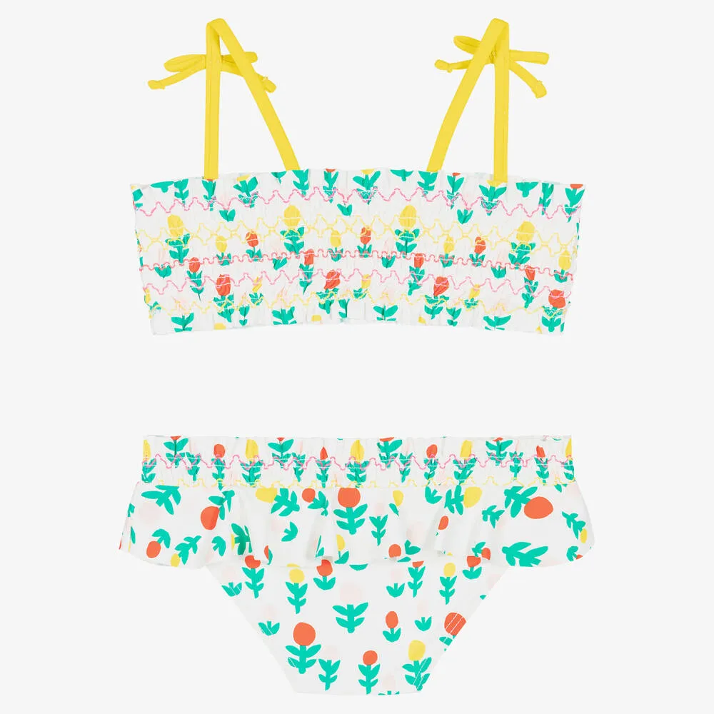 Girls Ivory & Yellow Floral Bikini