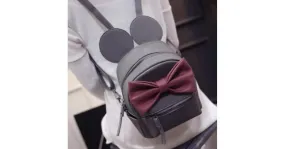 Grey Pink Giant Bow Mouse Ears Mini Backpack Cross Body Bag