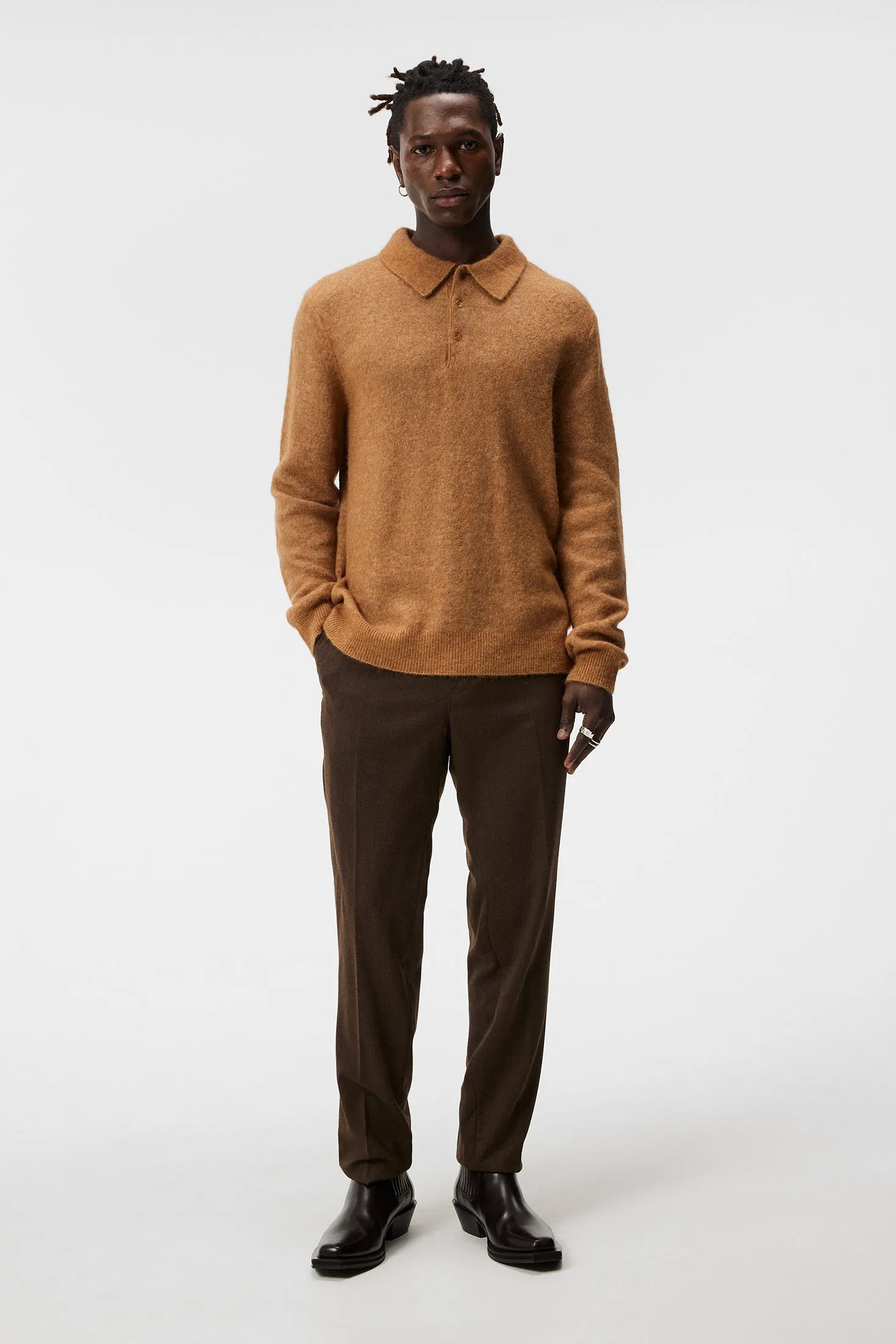 Hayden Hairy Polo Knit / Chipmunk