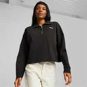 HER Women's High-Neck Half-Zip Sweatshirt | PUMA Black | PUMA Shop All Puma | PUMA 