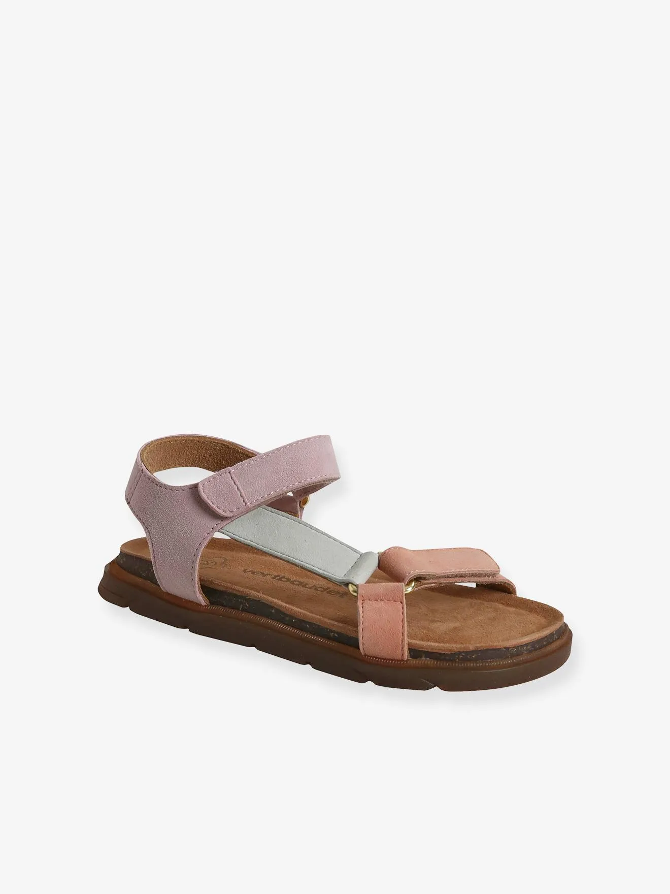 Hook-and-Loop Leather Sandals for Girls - lilac