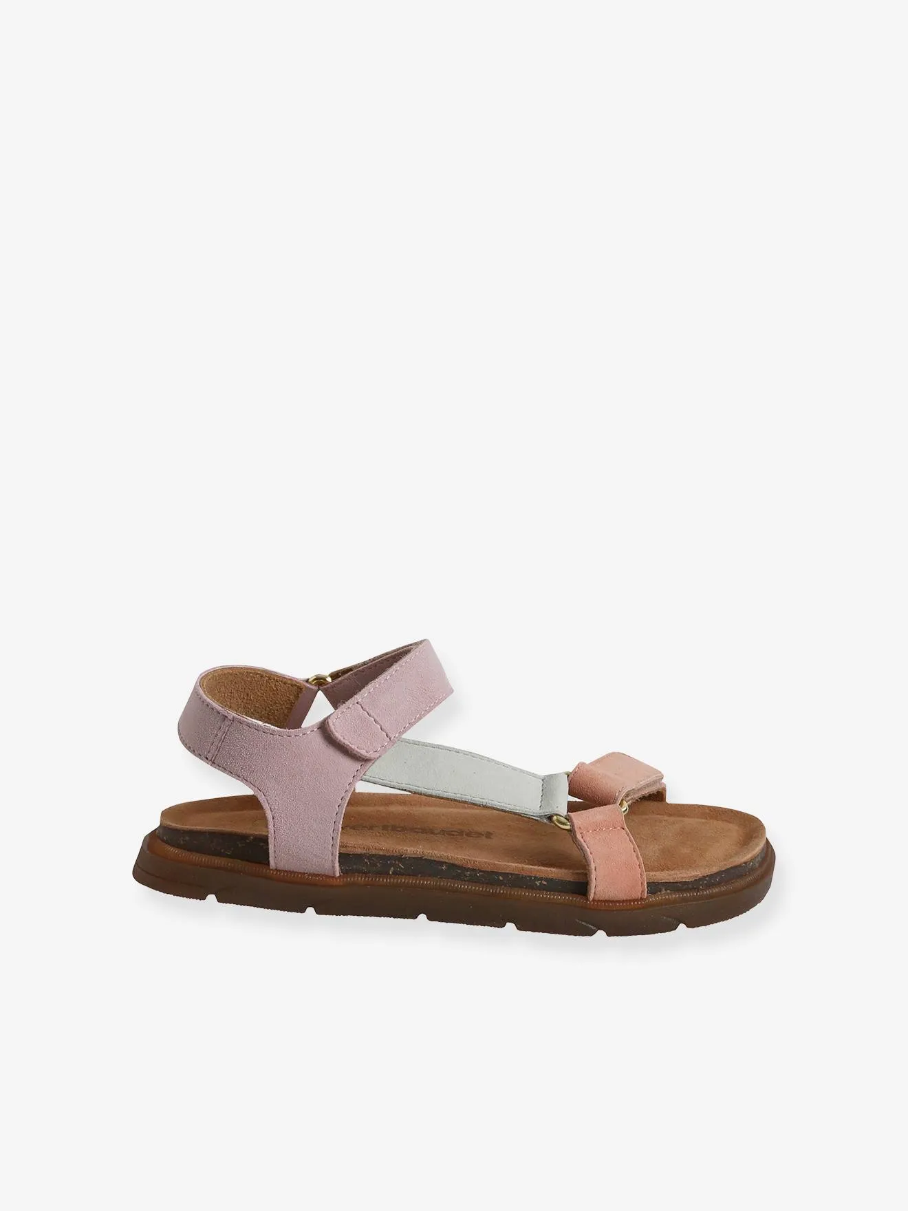 Hook-and-Loop Leather Sandals for Girls - lilac