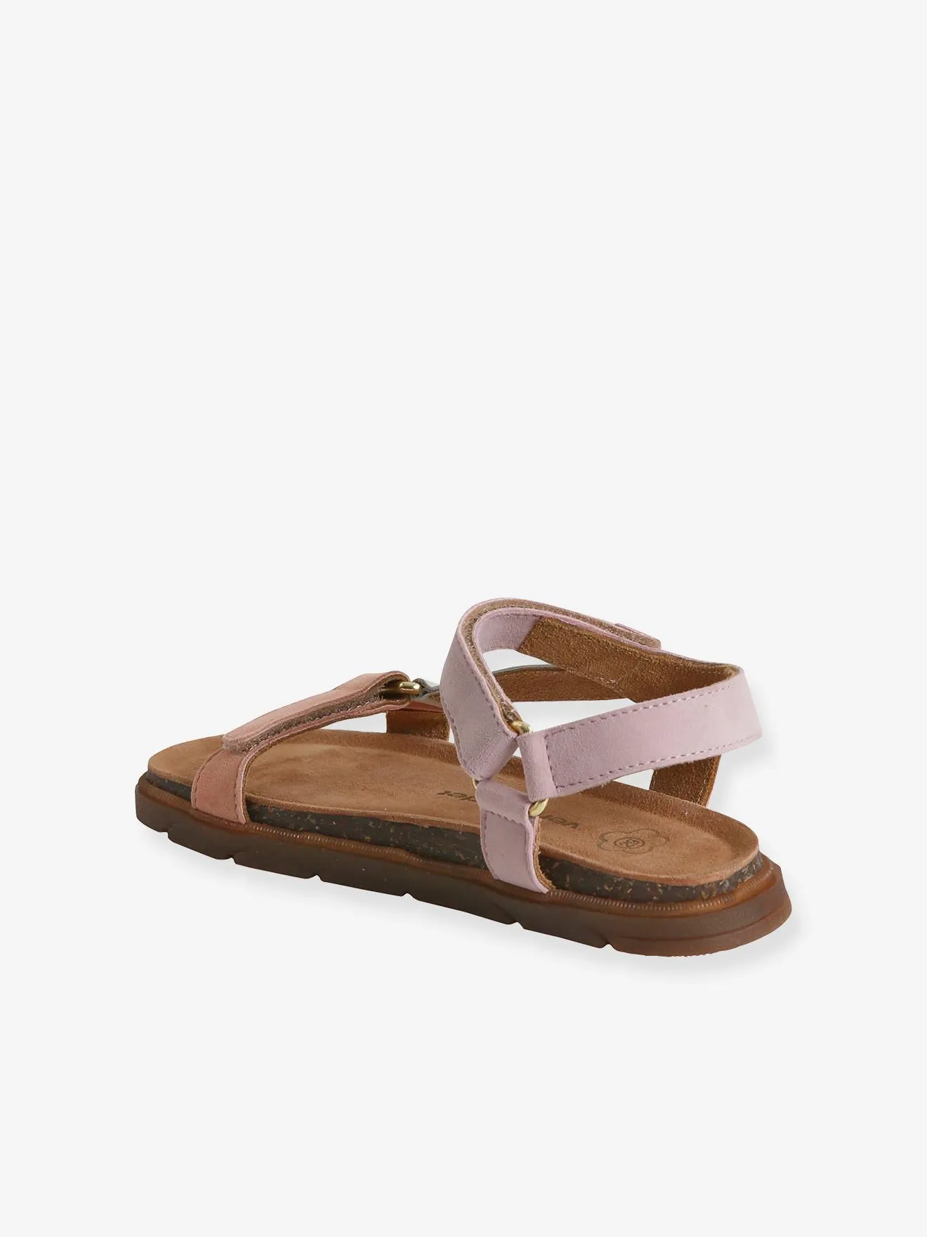 Hook-and-Loop Leather Sandals for Girls - lilac