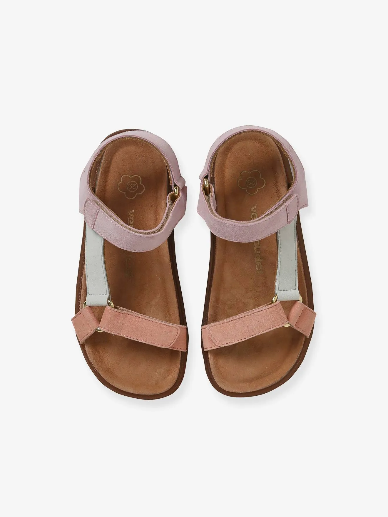 Hook-and-Loop Leather Sandals for Girls - lilac