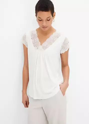 Lace Trim V-Neck Tunic by bonprix | Look Again