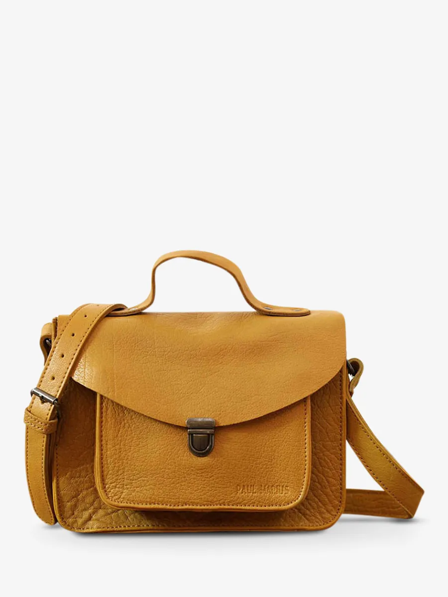 leather hand bag for woman Yellow - Mademoiselle George Saffron | PAUL MARIUS