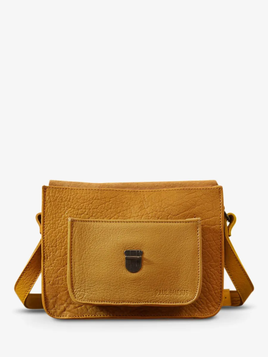 leather hand bag for woman Yellow - Mademoiselle George Saffron | PAUL MARIUS