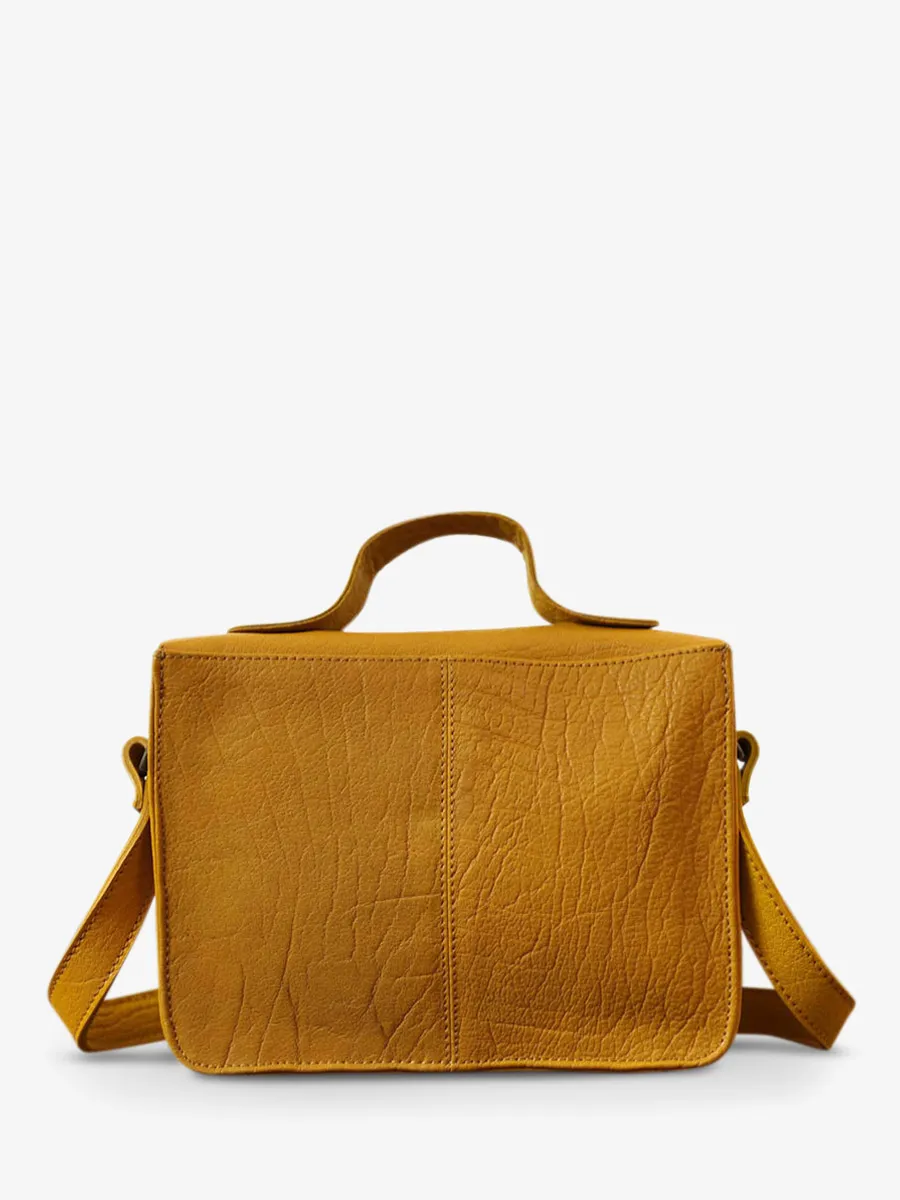 leather hand bag for woman Yellow - Mademoiselle George Saffron | PAUL MARIUS