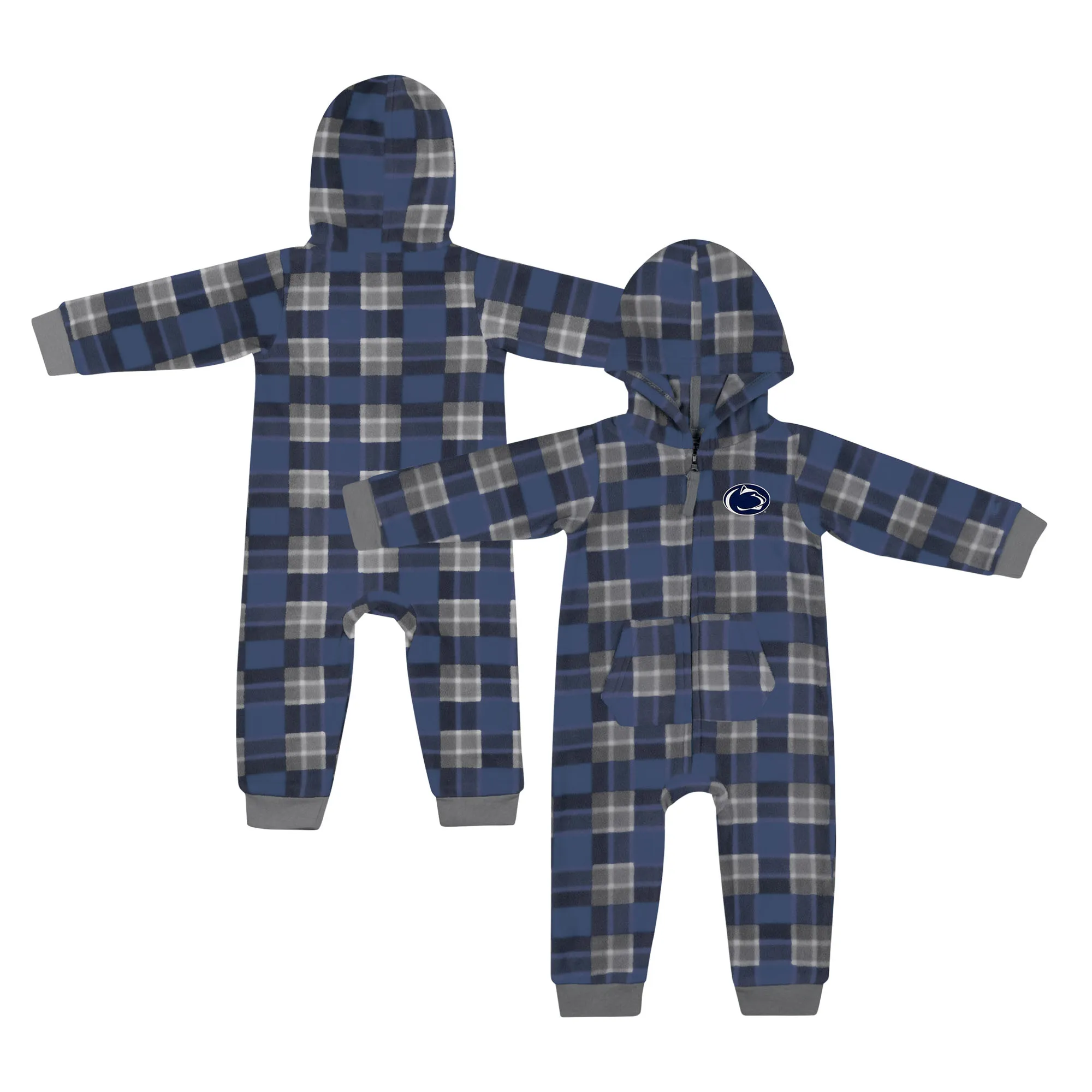 Lids Infant Colosseum  Navy Penn State Nittany Lions Full-Zip Plaid Hoodie Long Sleeve Jumper