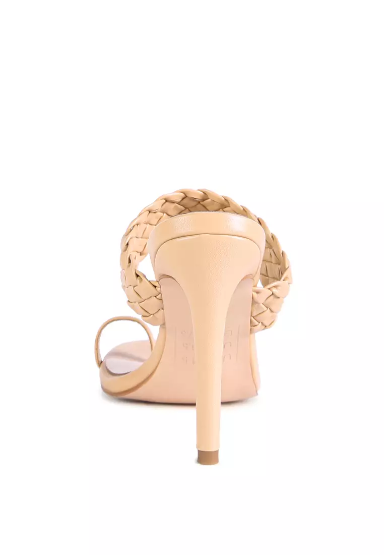 London Rag Latte Woven Strap Toe Ring Sandals