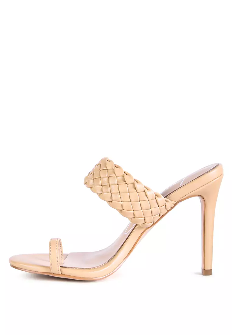 London Rag Latte Woven Strap Toe Ring Sandals