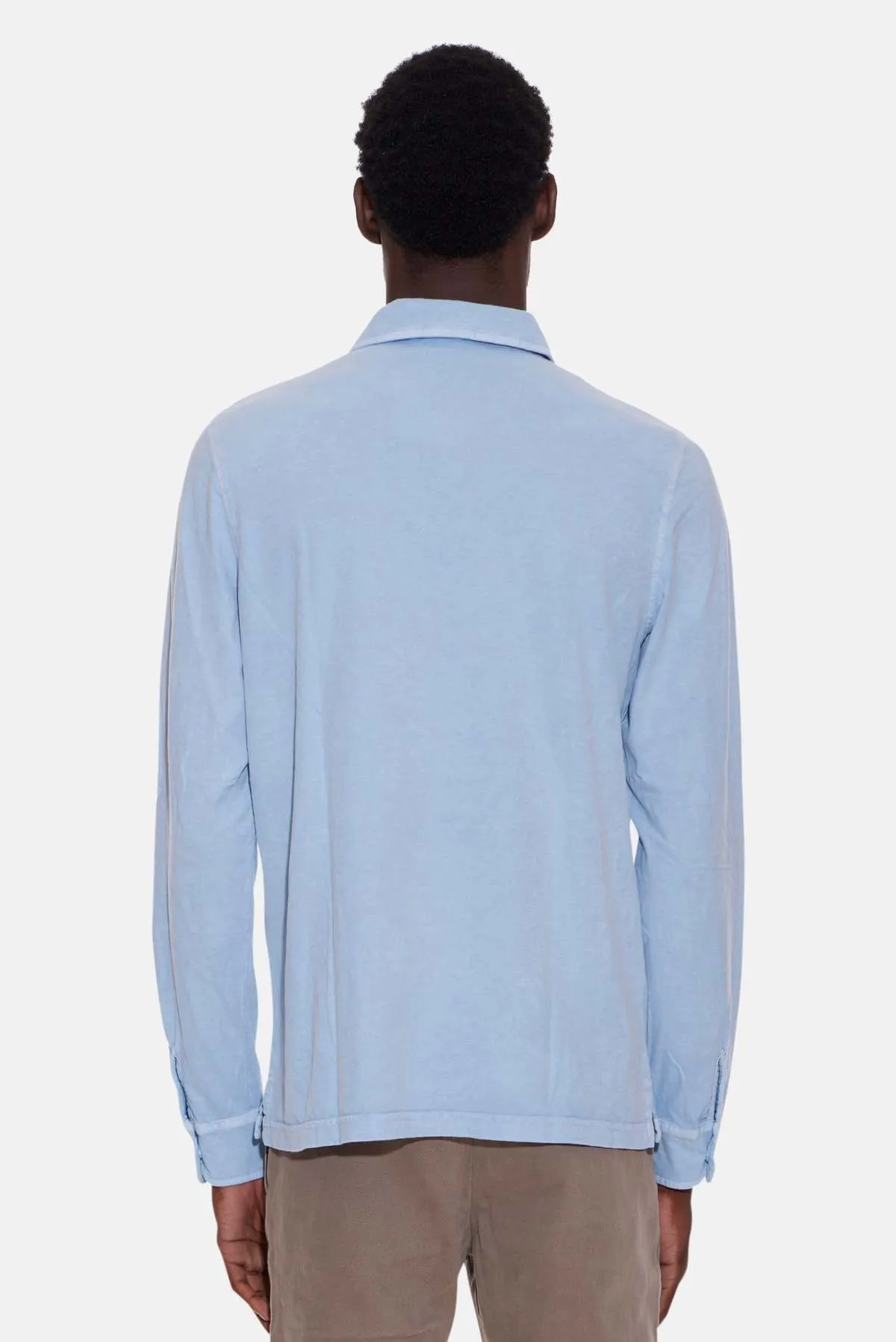 Luigi Long Sleeve Polo - Sky