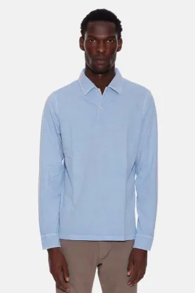 Luigi Long Sleeve Polo - Sky