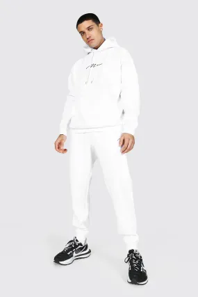 Man Signature Raglan Hooded Tracksuit | boohooMAN UK