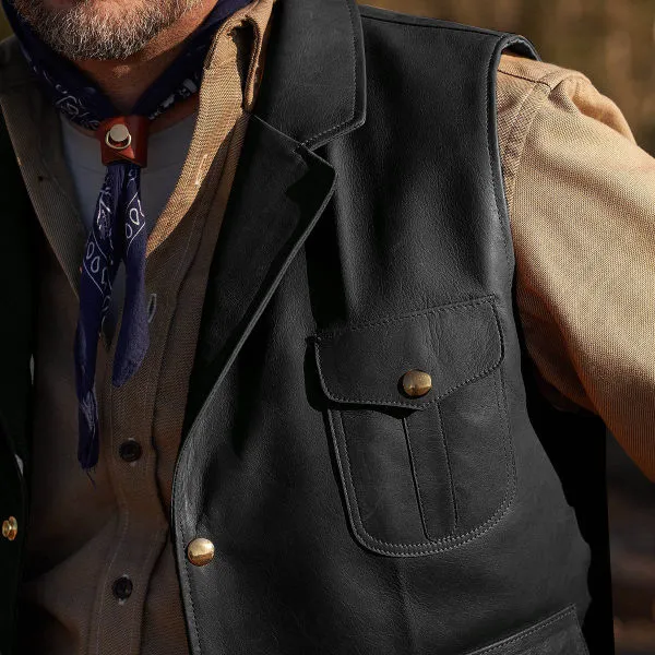 MEN'S FASHION VINTAGE WESTERN LEATHER VEST