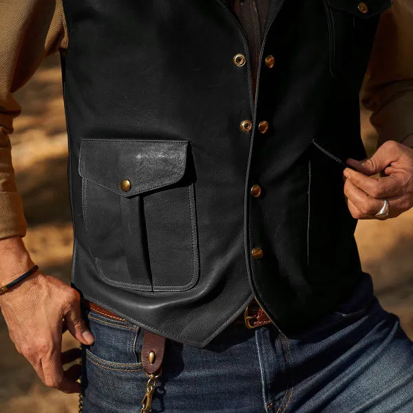 MEN'S FASHION VINTAGE WESTERN LEATHER VEST